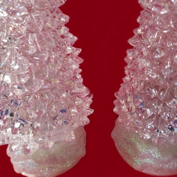 Vintage Cracker Barrel 12.5" and 10.5" Clear Acrylic Light Up Christmas Trees - Picture 8 of 10